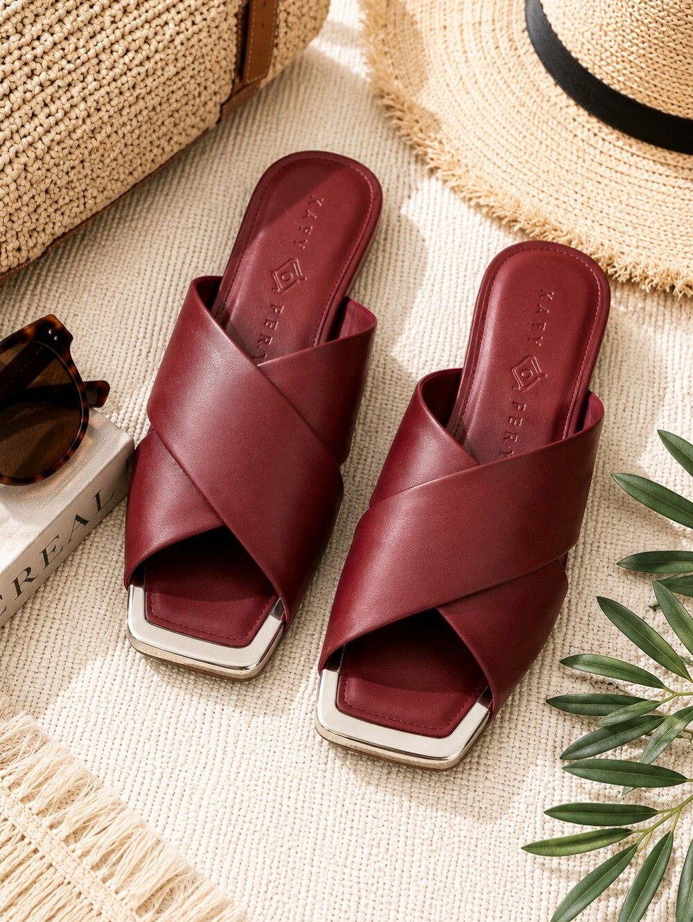 Katy Perry Collections Cranberry Cross Strap Slide Sandals | Women's 9